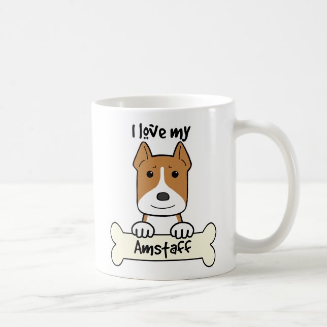 Caneca De Café Eu amo meu Amstaff (Direita)