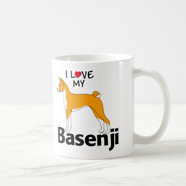 Caneca De Café Eu amo meu Basenji (Direita)