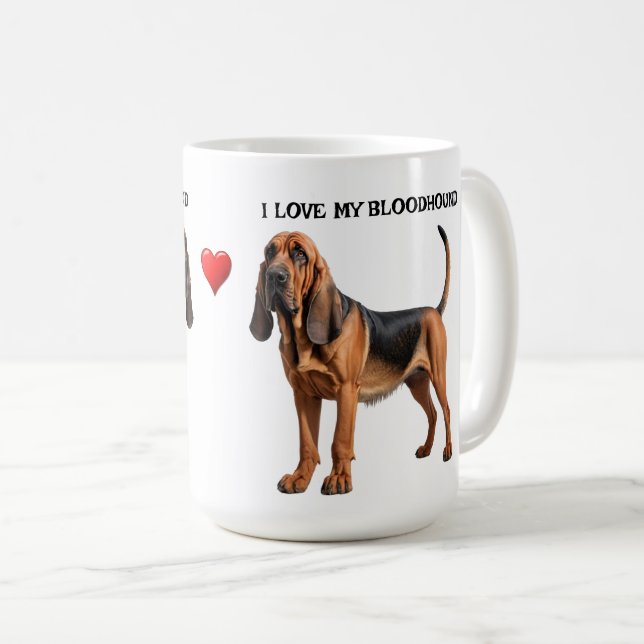 Caneca De Café Eu Amo Meu Bloodhound (Frente Esquerda)