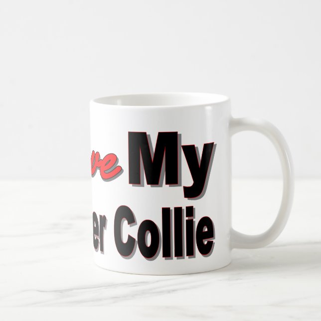 Caneca De Café Eu amo meu border collie (Direita)
