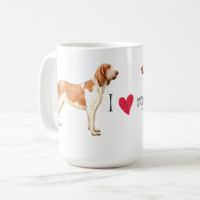 Caneca De Café Eu amo meu Bracco Italiano (Frente Esquerda)