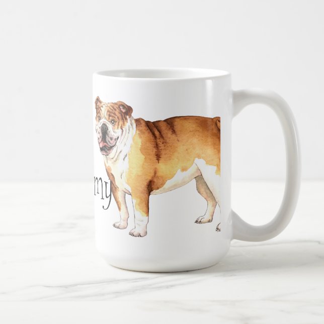 Caneca De Café Eu amo meu Buldogue (Direita)