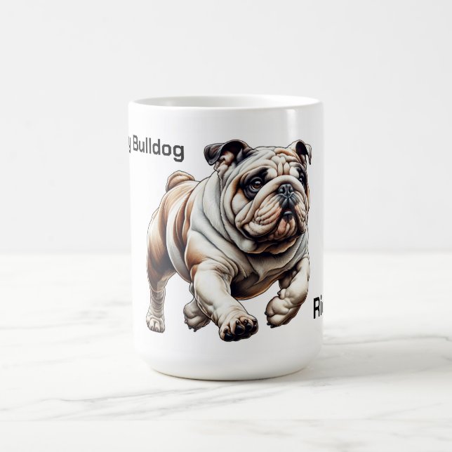 Caneca De Café Eu Amo Meu Buldogue com Nome (Centro)