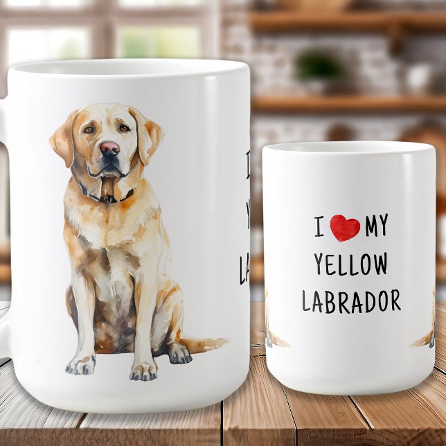 Caneca De Café Eu Amo Meu Cachorro Amarelo-Gelado (Criador carregado)