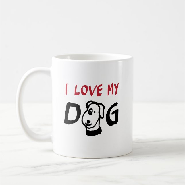 Caneca De Café Eu amo meu cachorro com ilustração de cachorro (Esquerda)