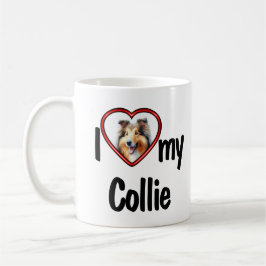 Caneca De Café Eu Amo Meu Collie Cachorro Foto Coração Vermelho F