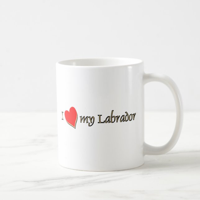 Caneca De Café Eu Amo Meu Coração Vermelho Labrador (Direita)