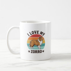 Caneca De Café Eu Amo Meu Design Vintage do Zorro Amante de Cacho