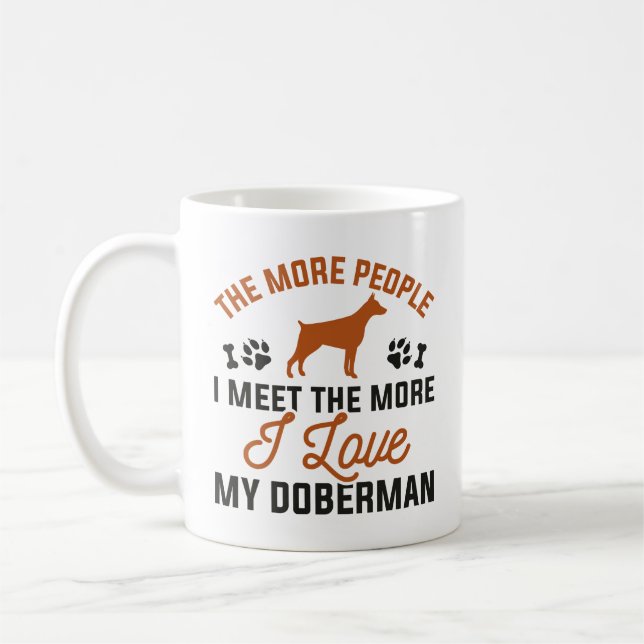 Caneca De Café Eu Amo Meu Doberman (Esquerda)
