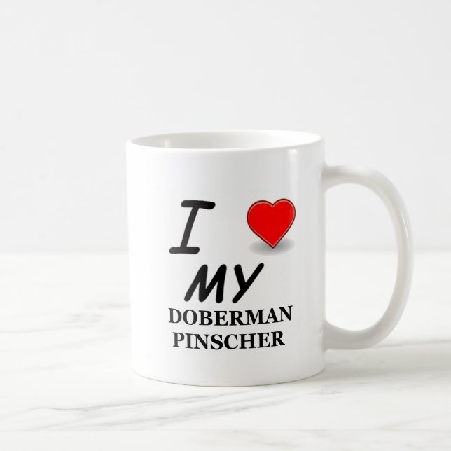 Caneca De Café Eu Amo Meu Doberman Pinscher (Direita)