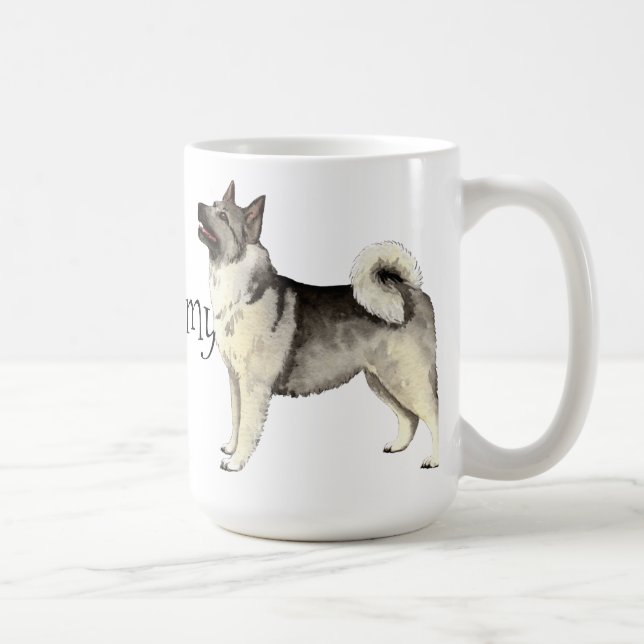 Caneca De Café Eu amo meu Elkhound norueguês (Direita)