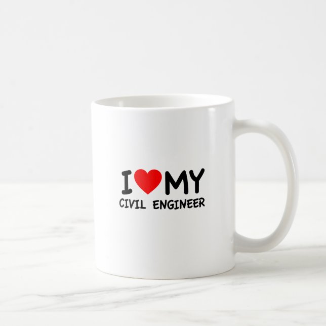 Caneca De Café Eu amo meu engenheiro civil (Direita)