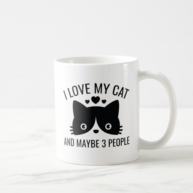 Caneca De Café Eu Amo Meu Gato (Direita)