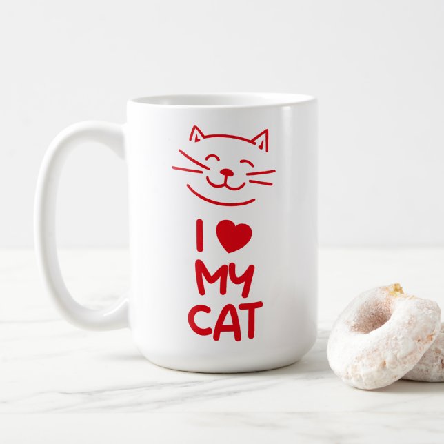 Caneca De Café Eu amo meu gato (Com Donut)