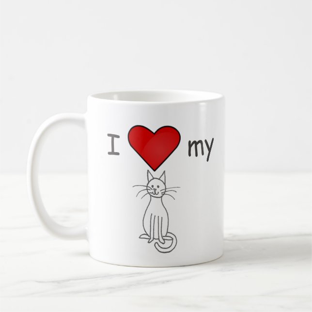Caneca De Café Eu Amo Meu Gato- Branco (Esquerda)