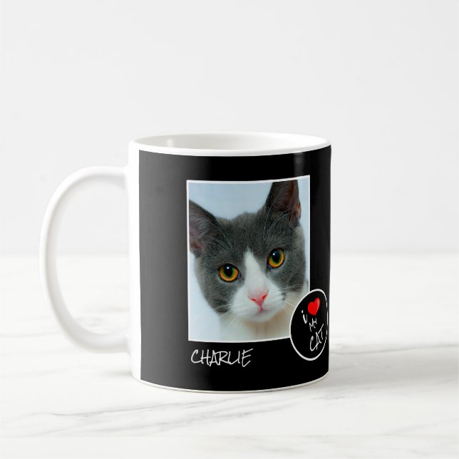 Caneca De Café Eu Amo Meu Gato, Foto Personalizada - Pet Lovers (Esquerda)