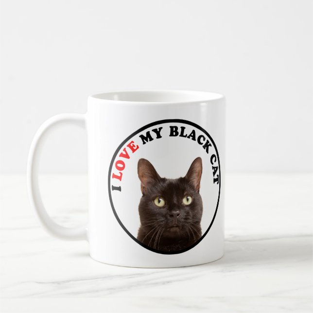 Caneca De Café Eu Amo Meu Gato Negro (Esquerda)