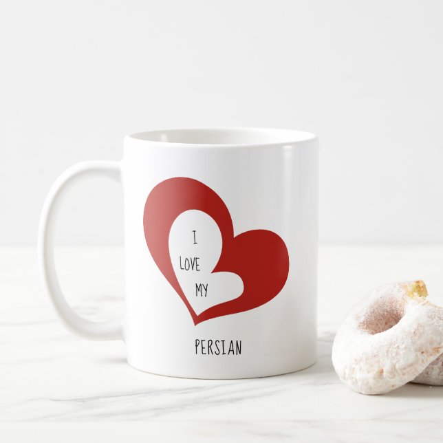 Caneca De Café Eu Amo Meu Gato Persa (Com Donut)