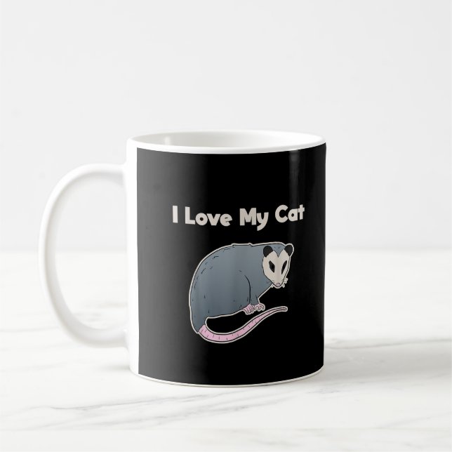 Caneca De Café Eu Amo Meu Gato Possum Divertido (Esquerda)