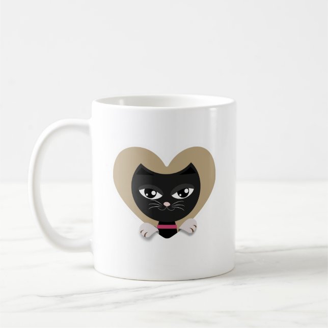 Caneca De Café Eu amo meu gato preto (Esquerda)