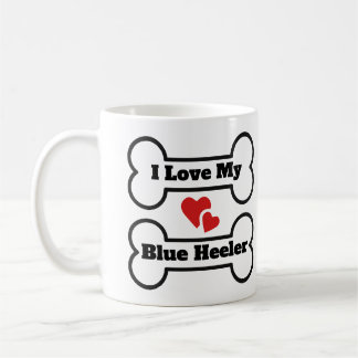 Caneca De Café Eu Amo Meu Heeler Azul