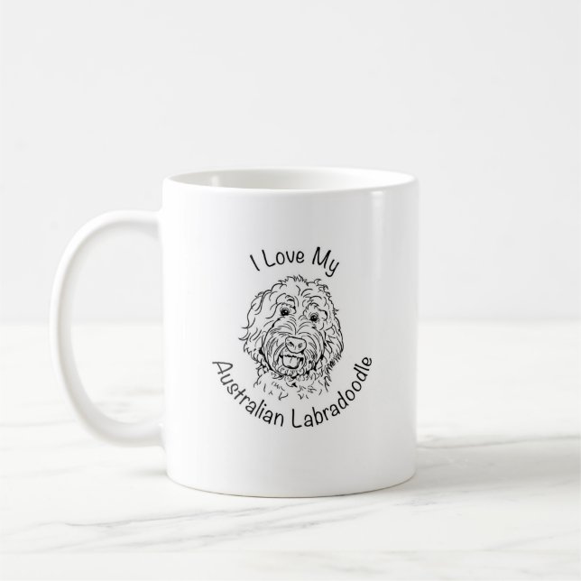 Caneca De Café Eu amo meu Labradoodle australiano (Esquerda)