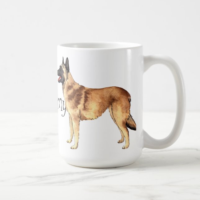 Caneca De Café Eu amo meu Malinois belga (Direita)