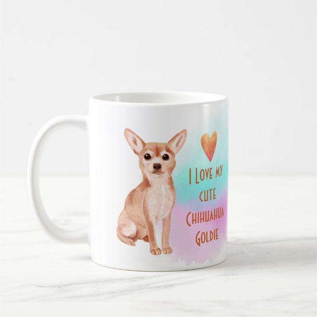 Caneca De Café Eu Amo Meu Nome Chihuahua Cartoon Personalizado (Esquerda)