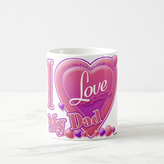 Caneca De Café Eu amo meu Pai rosa/roxo - coração (Centro)