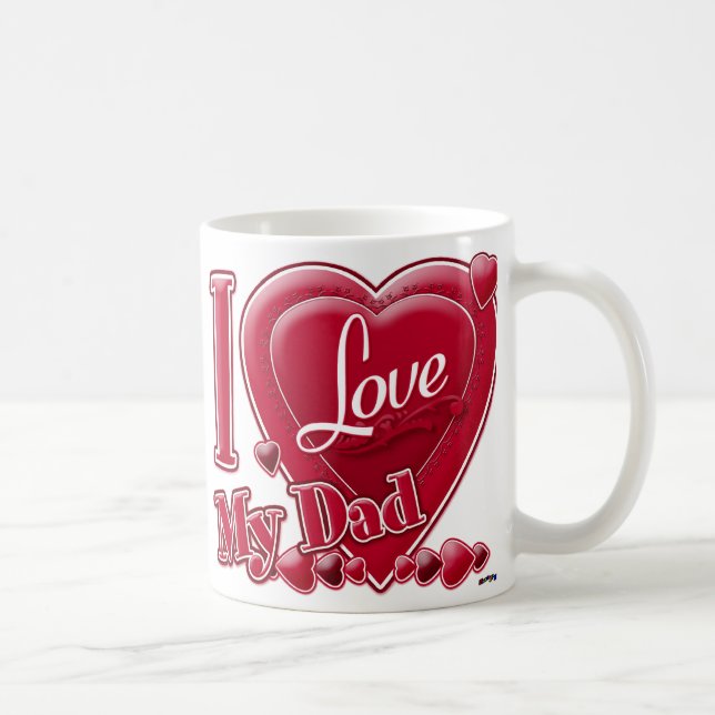 Caneca De Café Eu amo meu Pai vermelho - coração (Direita)