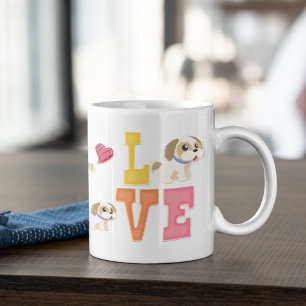 Caneca De Café Eu Amo Meu Pet De Cachorro Shih Tzu Brilhando