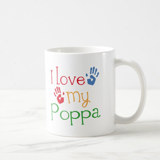 Caneca De Café Eu amo meu Poppa (Handprints) (Direita)