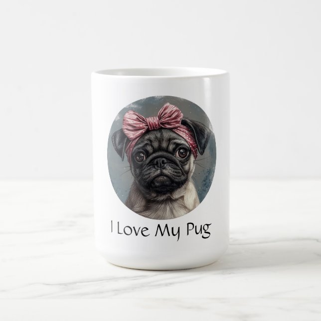 Caneca De Café Eu Amo Meu Pug (Centro)