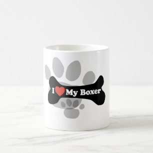 Caneca De Café Eu amo meu pugilista - osso de cão