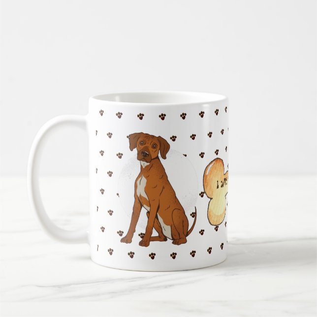 Caneca De Café Eu Amo Meu Ridgeback - Cartoon Rhodesian Brown (Esquerda)