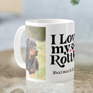 Caneca De Café Eu Amo Meu Rottie Rottweiler Cachorro Personalizad
