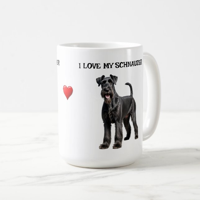 Caneca De Café Eu Amo Meu Schnauzer (Frente Esquerda)