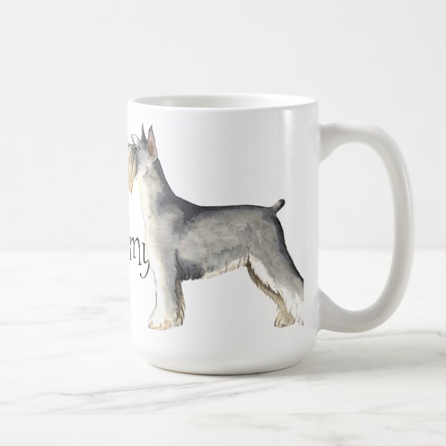 Caneca De Café Eu amo meu Schnauzer diminuto (Direita)