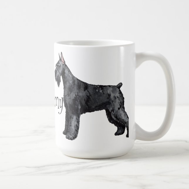 Caneca De Café Eu amo meu Schnauzer gigante (Direita)