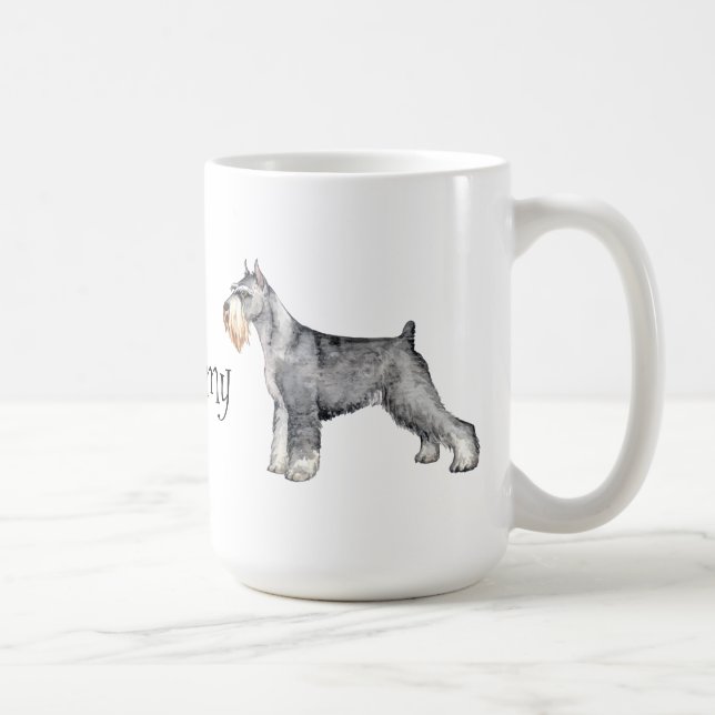 Caneca De Café Eu amo meu Schnauzer padrão (Direita)