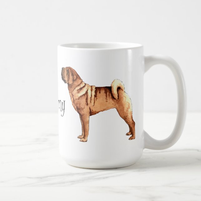 Caneca De Café Eu amo meu Shar-Pei chinês (Direita)