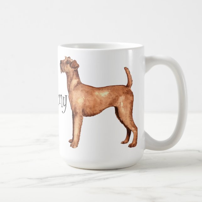 Caneca De Café Eu amo meu Terrier irlandês (Direita)