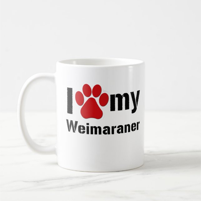 Caneca De Café Eu amo meu Weimaraner (Esquerda)