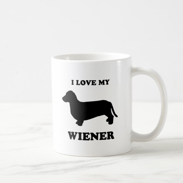 Caneca De Café Eu amo meu wiener 2 (Direita)