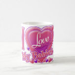 Caneca De Café Eu Amo Meus Bebês rosa/roxo - Corações<br><div class="desc">Eu Amo Meus Bebês rosa/roxo - Corações</div>