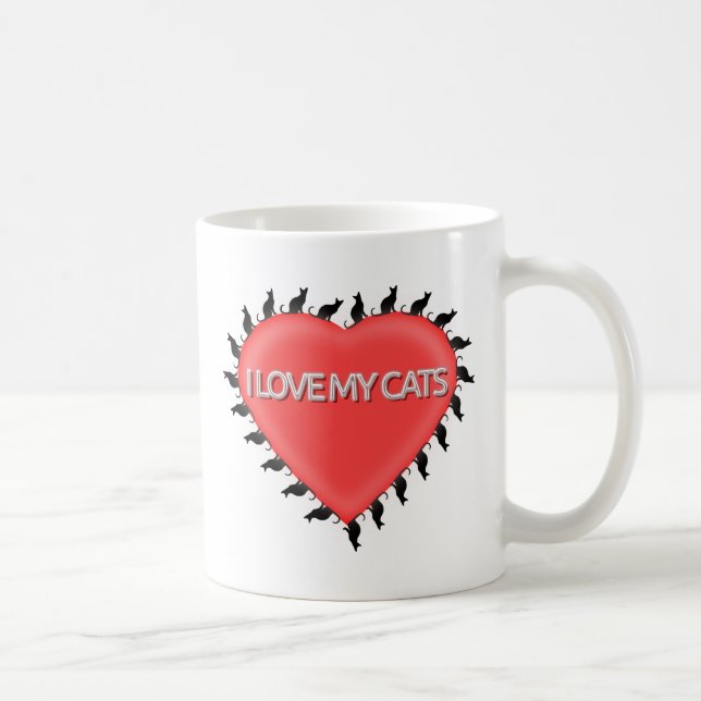 Caneca De Café Eu Amo Meus Gatos (Direita)