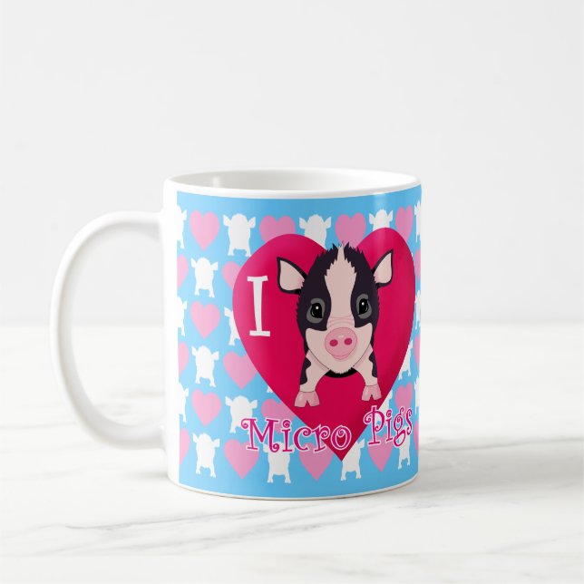 Caneca De Café Eu amo micro porcos (Esquerda)
