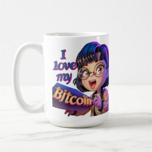 Caneca De Café Eu Amo Minha Bitmoney - Design de Cartoon