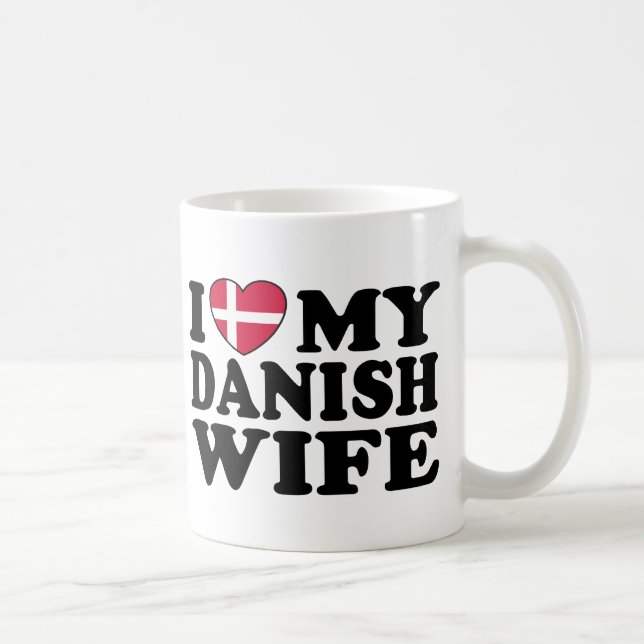 Caneca De Café Eu Amo Minha Esposa Dinamarquesa (Direita)
