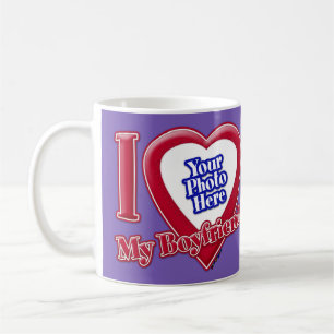 Caneca De Café Eu Amo Minha Foto Namorado do Coração Vermelho Rox